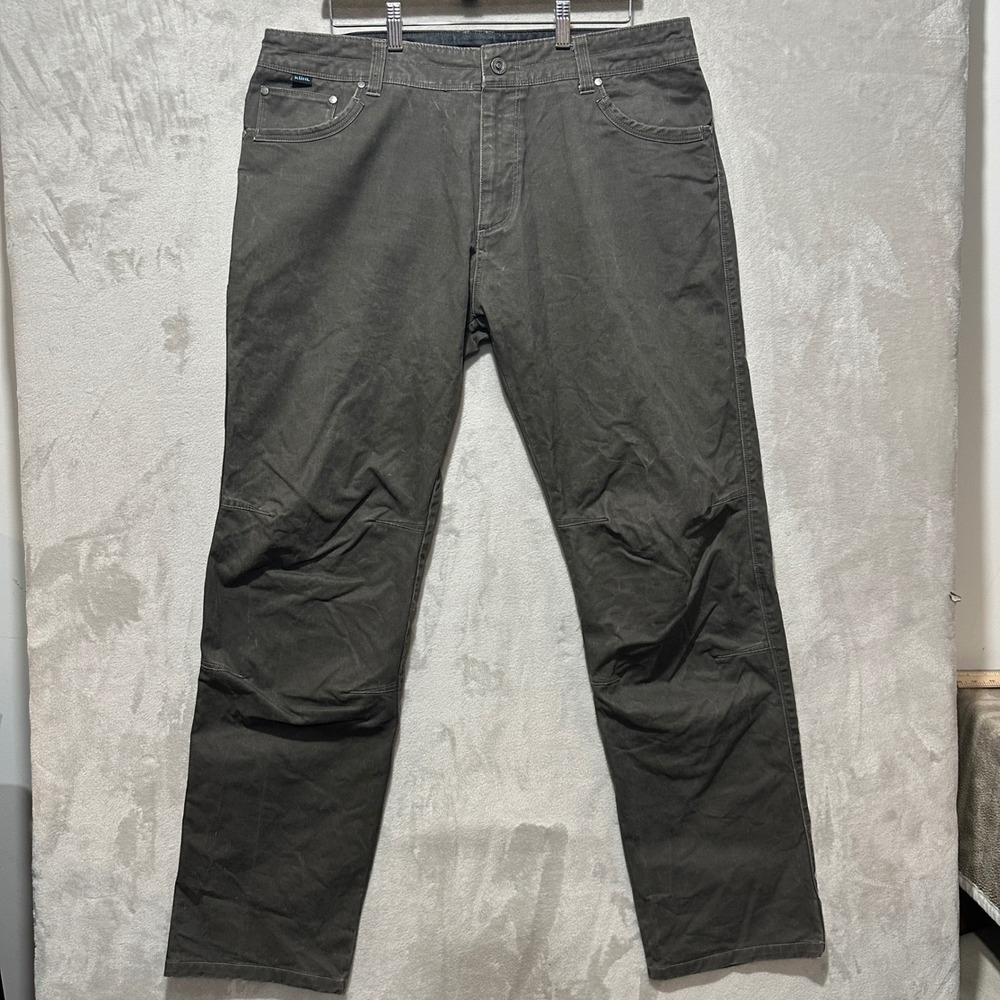 Kuhl Rydr Pants Mens 38x33.5 Green Vintage Patina Dye Cotton Canvas Work Outdoor